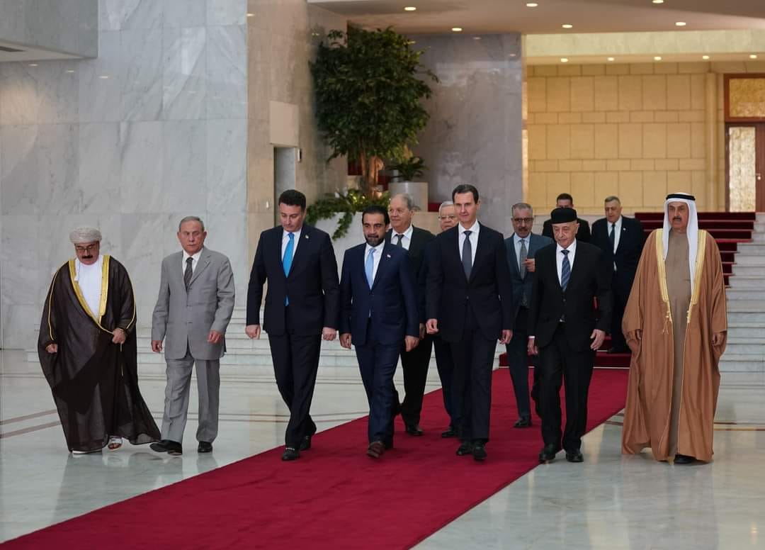 الرئيس الأسد يستقبل رئيس مجلس النواب عقيلة صالح رفقة وفد برلماني عربي