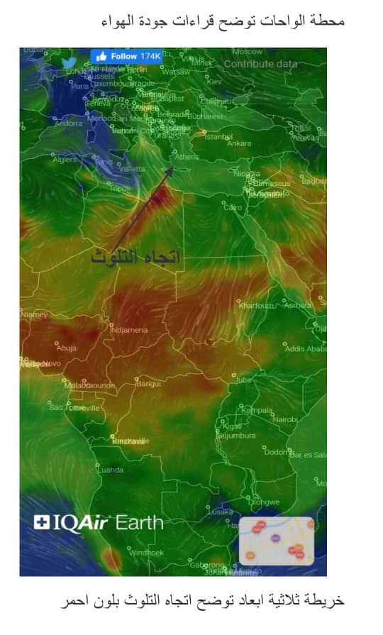 محطات قياس جودة الهواء في مدينة بنغازي: طقس اليوم سجل التلوث في المستوى الرابع