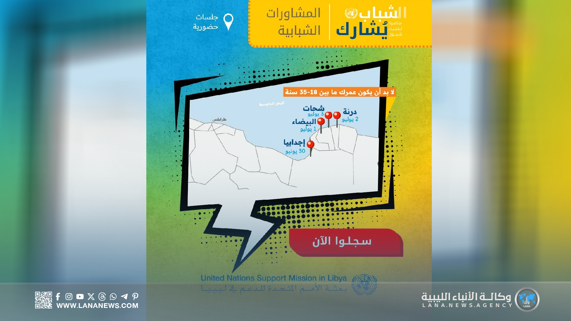 فتح باب المشاركة للشباب في مشاورات أممية بمدن ليبية متعددة