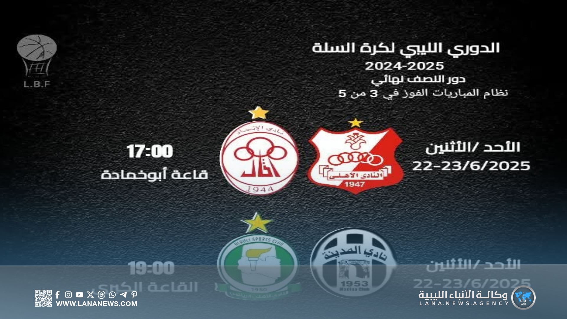 انطلاق مباريات نصف نهائي الدوري الليبي لكرة السلة اليوم