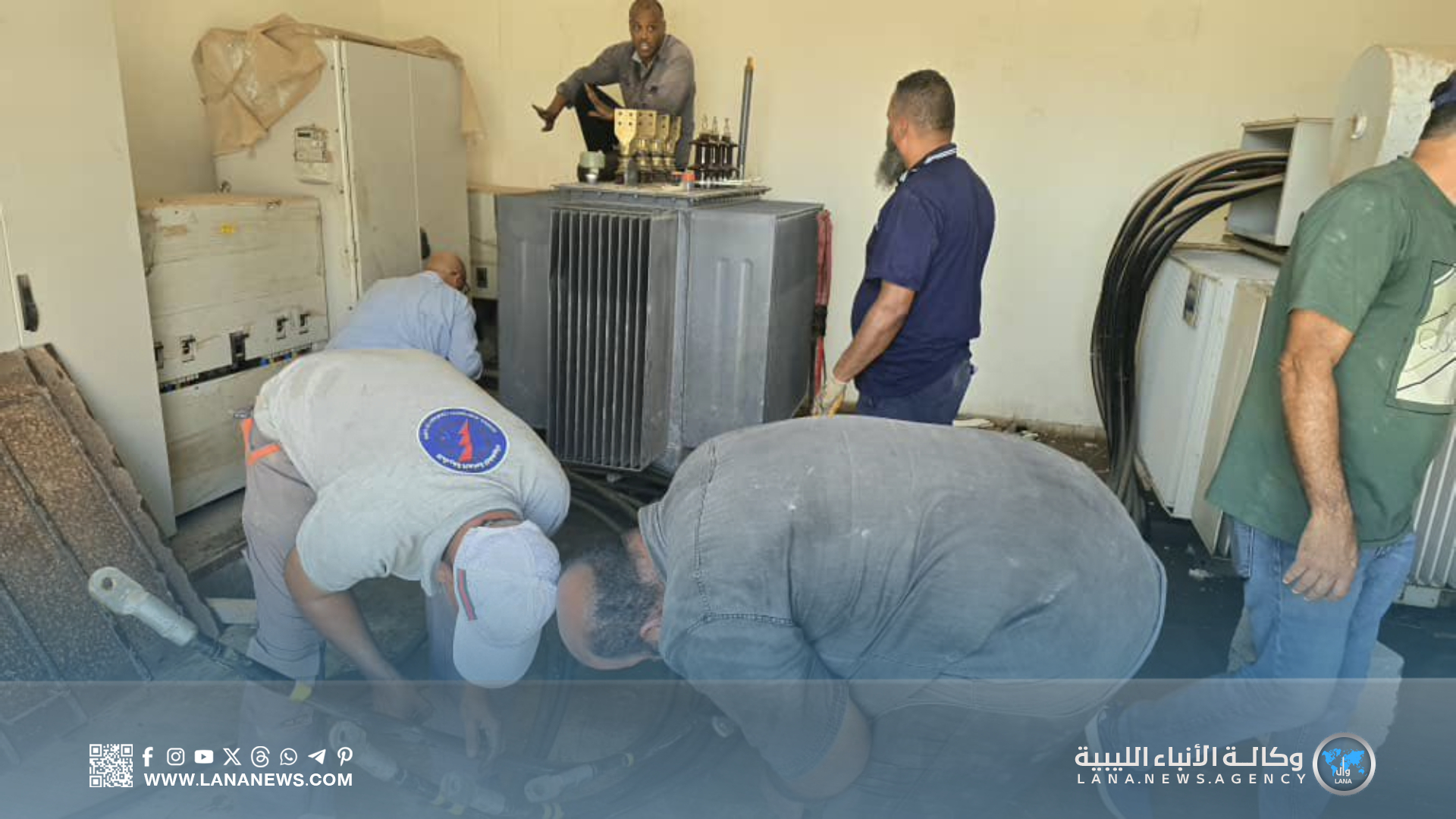 تركيب محول كهربائي جديد بمحطة عيادة الصابري في بنغازي