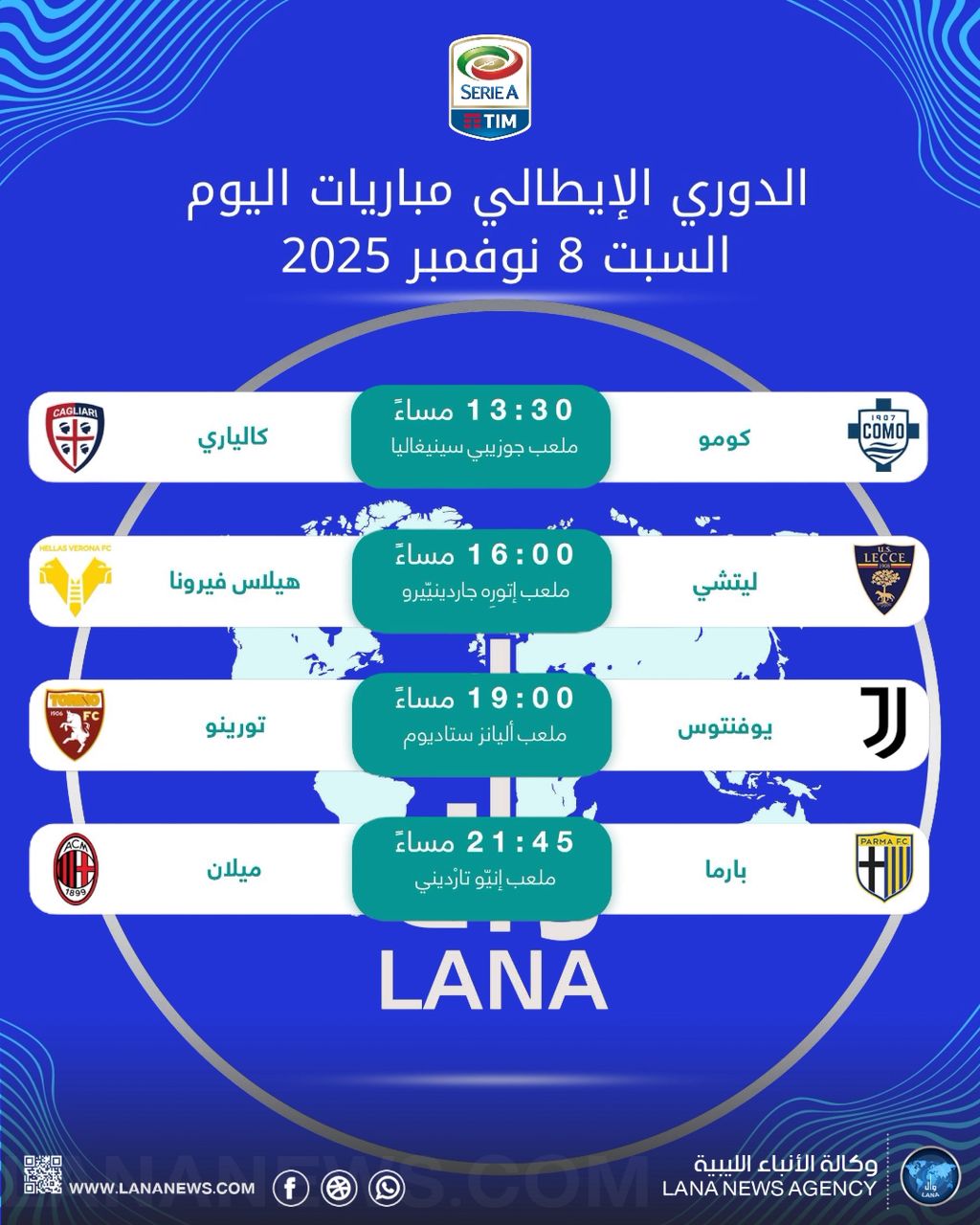 اليوم .. أربع مواجهات مرتقبة في الجولة 11 من الدوري الإيطالي