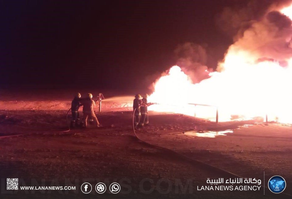 شركة الخليج العربي للنفط تعلن احتواء حريق بمنطقة الحمادة