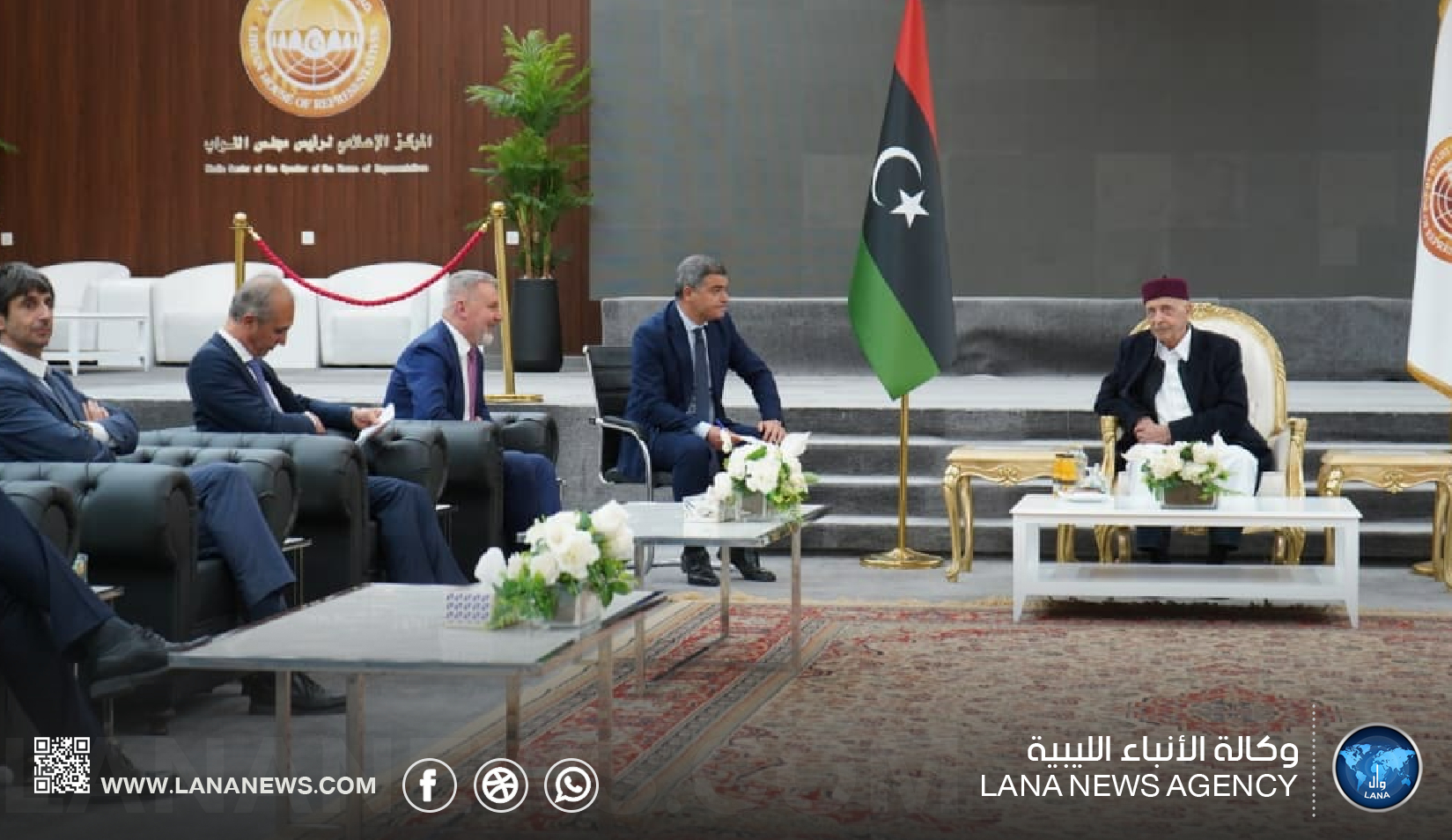 رئيس مجلس النواب يبحث مع وفد إيطالي التطورات السياسية والتعاون المشترك