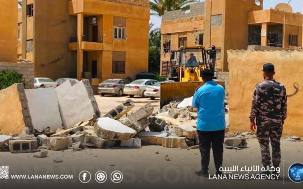 فتح المسارات وإزالة التعديات بحي الجيزة في سرت