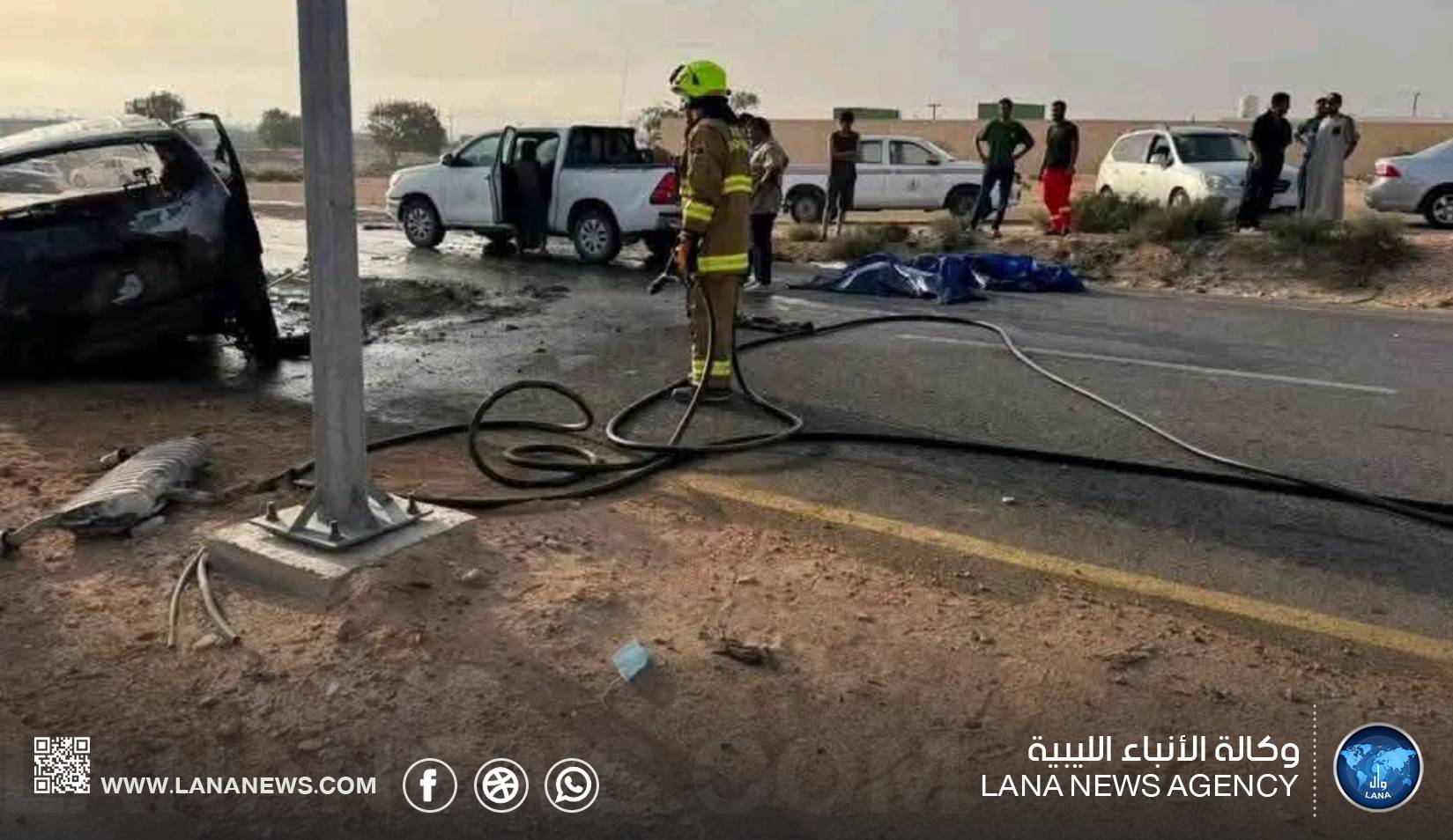 حادث بطريق البريقة القديم يودي بحياة خمسة أفراد