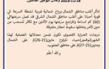 الوضع الجوي السائد والمتوقع بداية من اليوم السبت وخلال اليومين القادمين