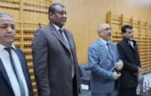 وزير الشوزير الشؤون الاجتماعية يشهد تدريبات المنتخب الليبي لكرة الطائرة جلوس في معسكره التدريبي ببنغازي