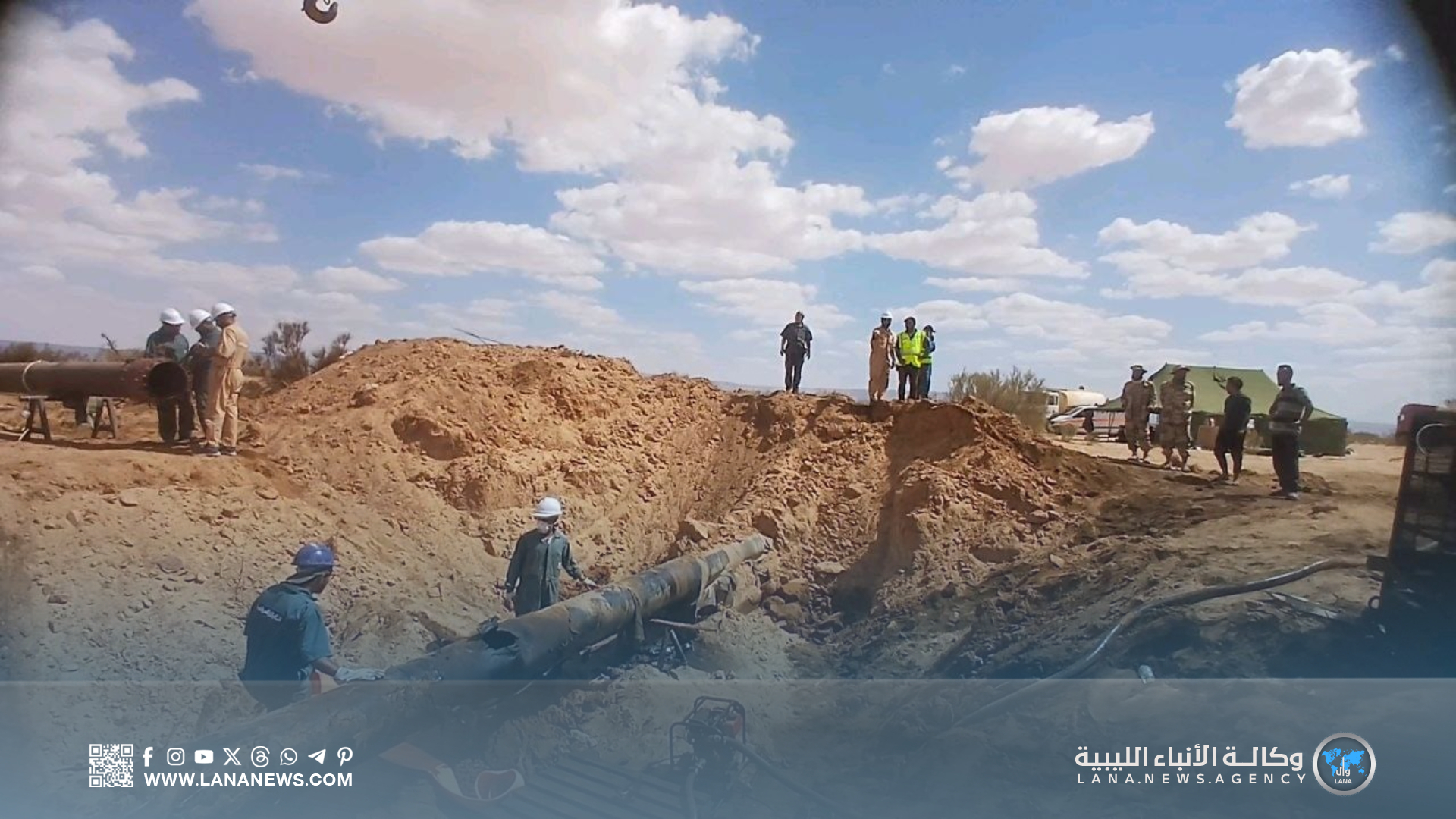 السيطرة على تسرب خط الحمادة – الزاوية بنجاح