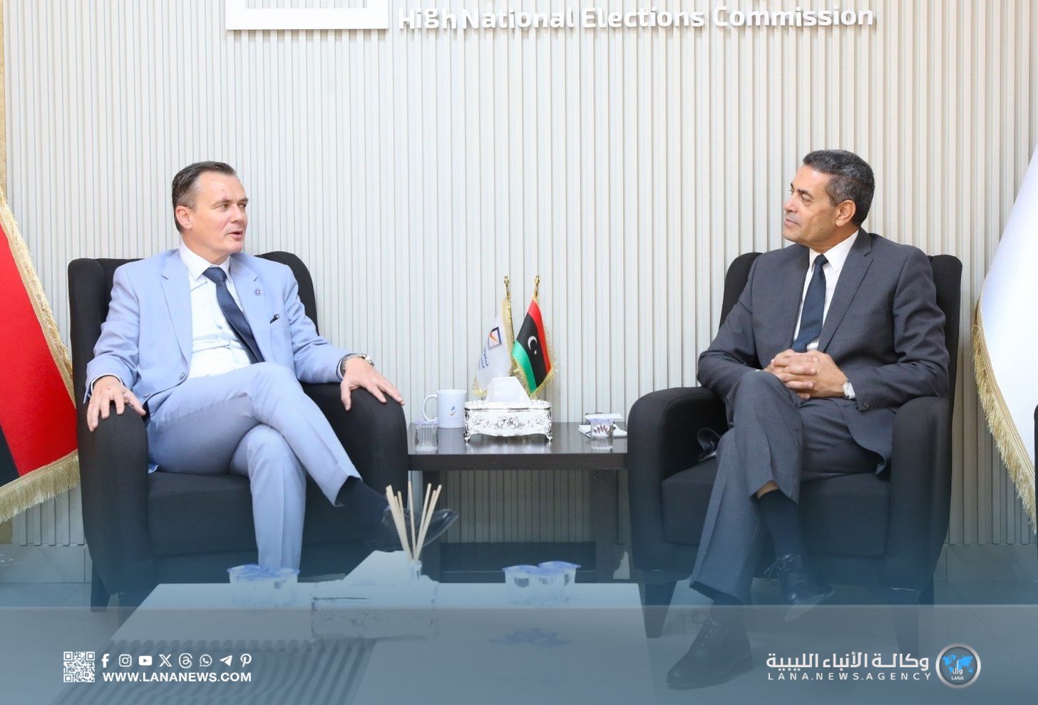 رئيس مفوضية الانتخابات يلتقي السفير الفرنسي لدى ليبيا