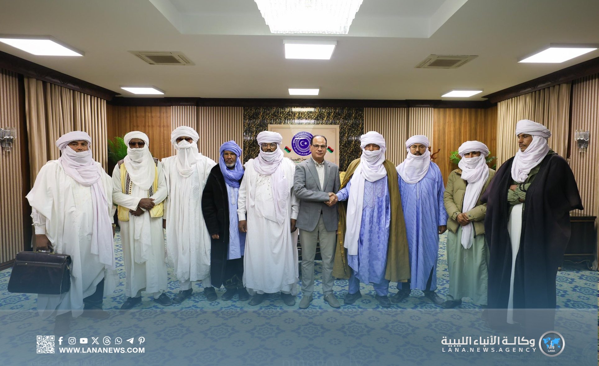 نائب رئيس الحكومة يلتقي بمجلس شيوخ مكون الطوارق في ليبيا