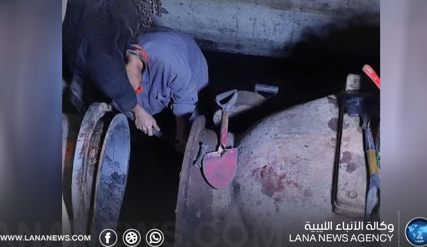 انهيار خط صرف صحي يوقف محطة بأجدابيا
