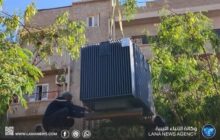 تركيب محول كهربائي جديد بمنطقة الماجوري بمدينة بنغازي