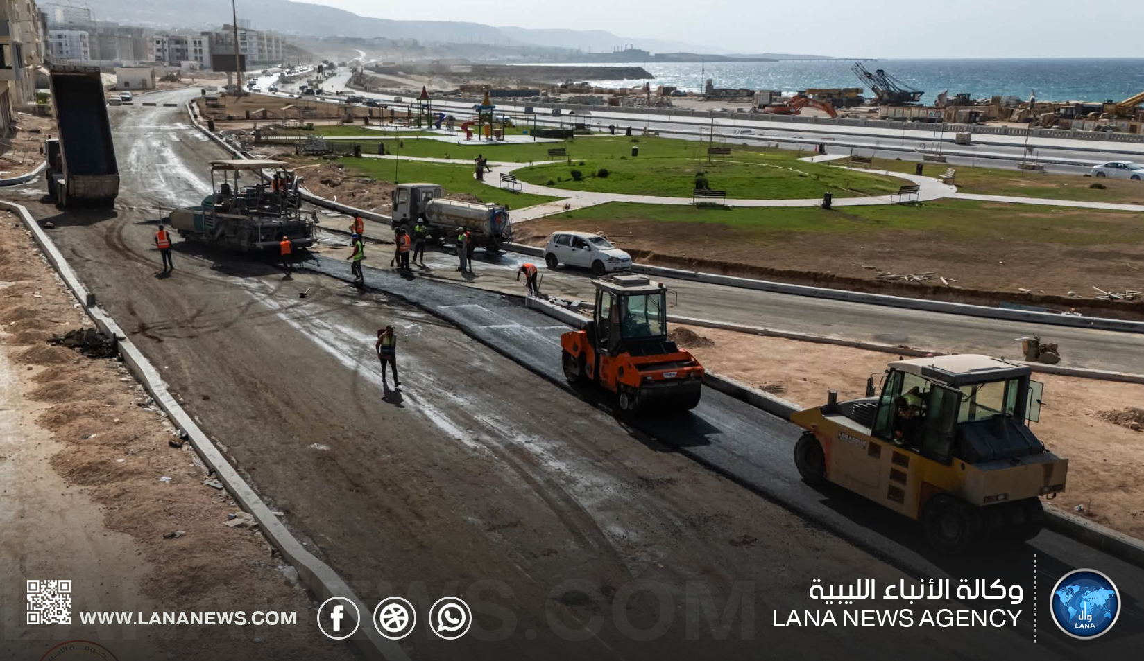 تواصل أعمال تنفيذ مشروع كورنيش درنة المزدوج ضمن خطة إعمار المدينة