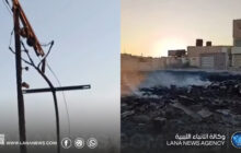 احتراق كوابل وأعمدة كهربائية إثر حريق نفايات قرب محطة اللثامة في بنغازي